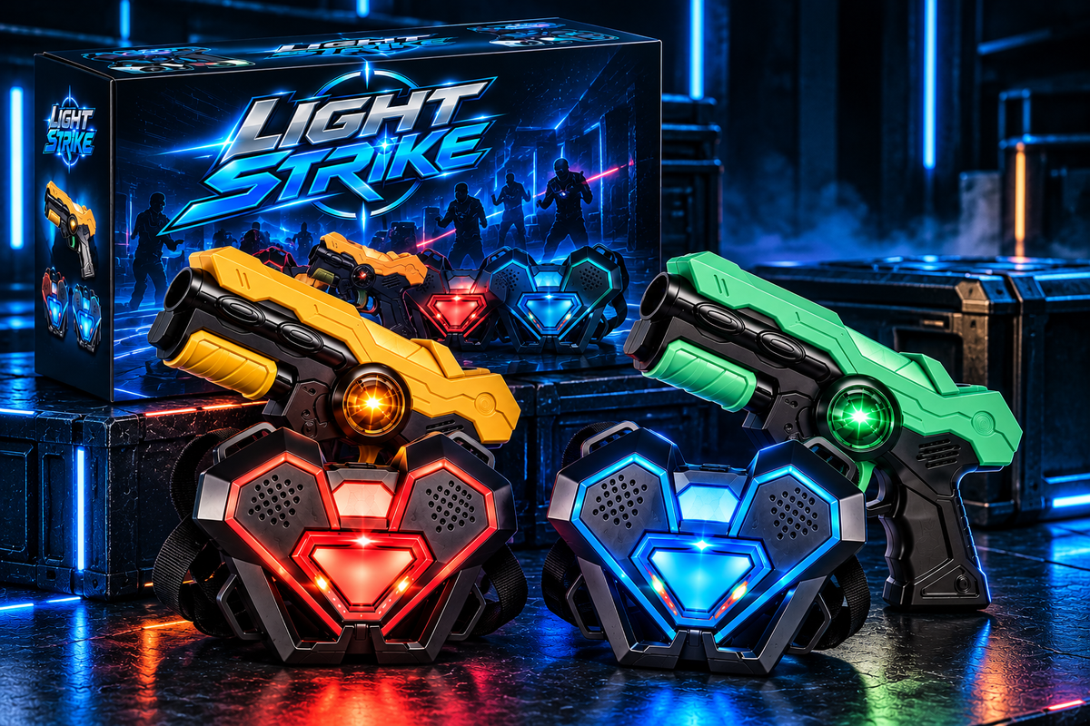 2-player infrared laser tag set with blasters and light-up vests